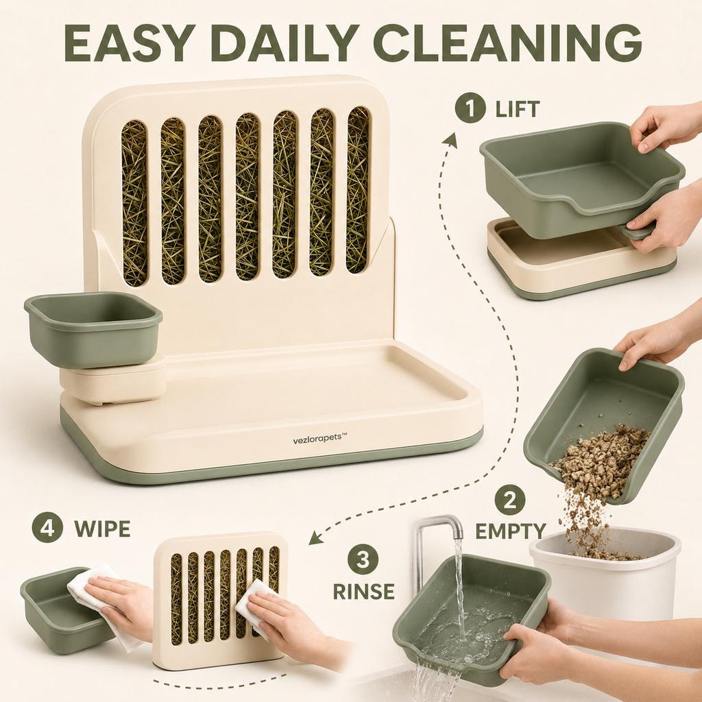 Vezlorapets™ MeadowMate Rabbit Hay & Litter Station — Modular 3-in-1 Feeding Area