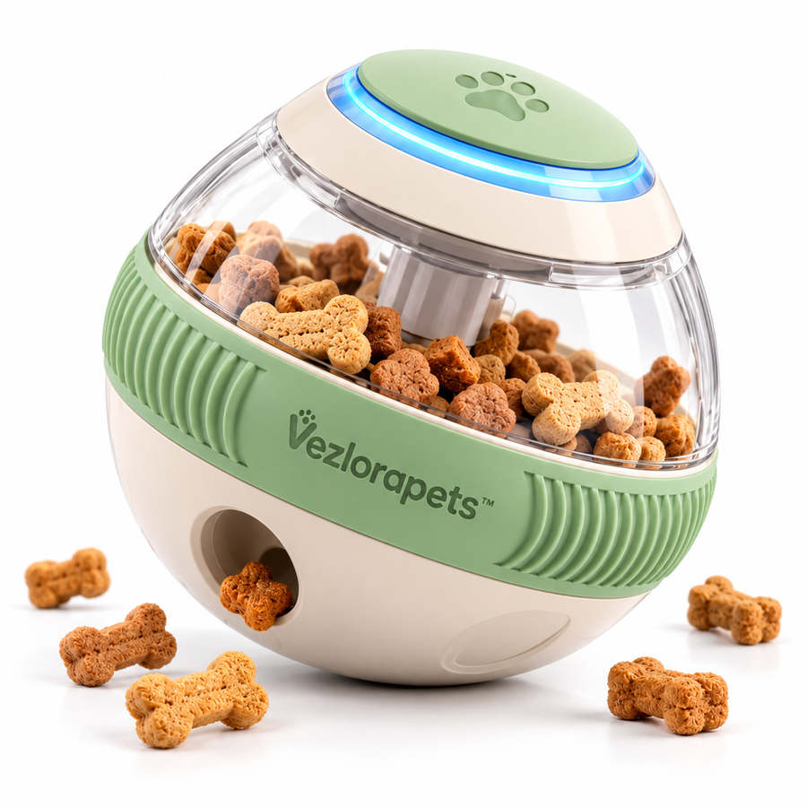 Vezlorapets™ OrbitPaw™ Smart Treat Tumbler – Interactive Self-Rolling Treat Dispenser & Puzzle Toy for Cats, Small Dogs & Ferrets