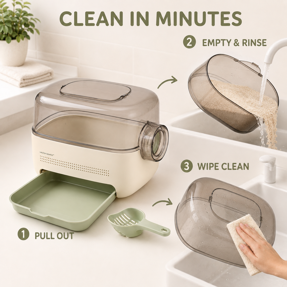 Vezlorapets™ DunePod Hamster Sand Bath — Clear Modular Bathing Chamber
