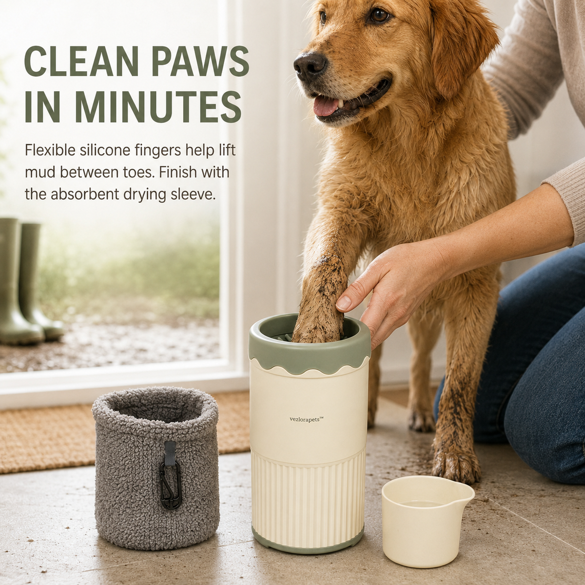 Vezlorapets™ CleanStep 2-in-1 Dog Paw Washer & Drying Sleeve