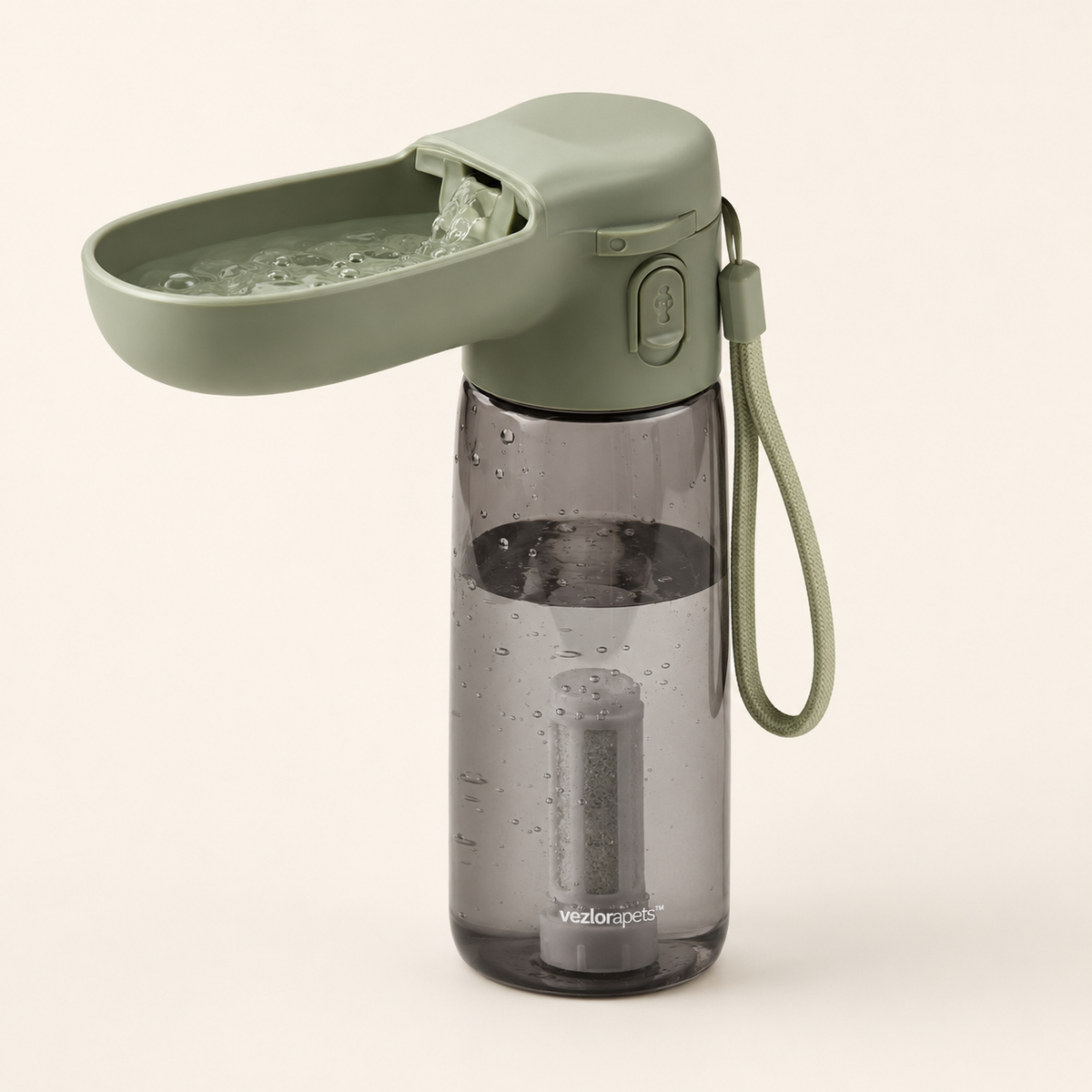 Vezlorapets™ TrailSip 600 ml Filtered Pet Water Bottle — Leak-Lock Travel Hydration
