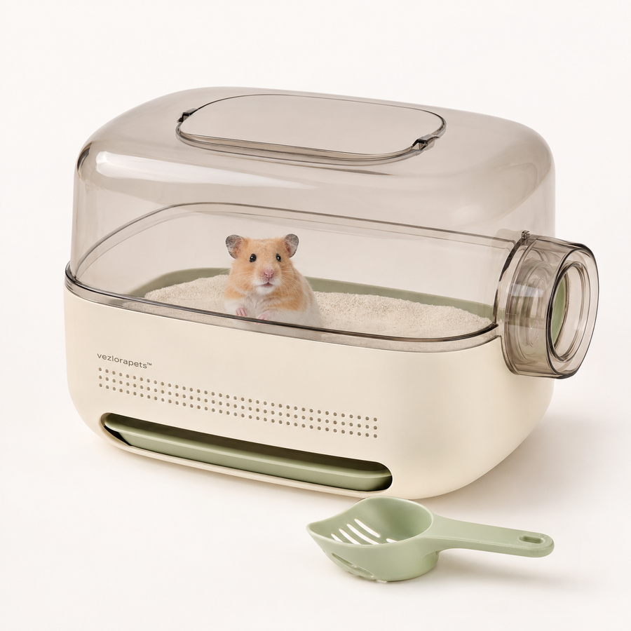 Vezlorapets™ DunePod Hamster Sand Bath — Clear Modular Bathing Chamber