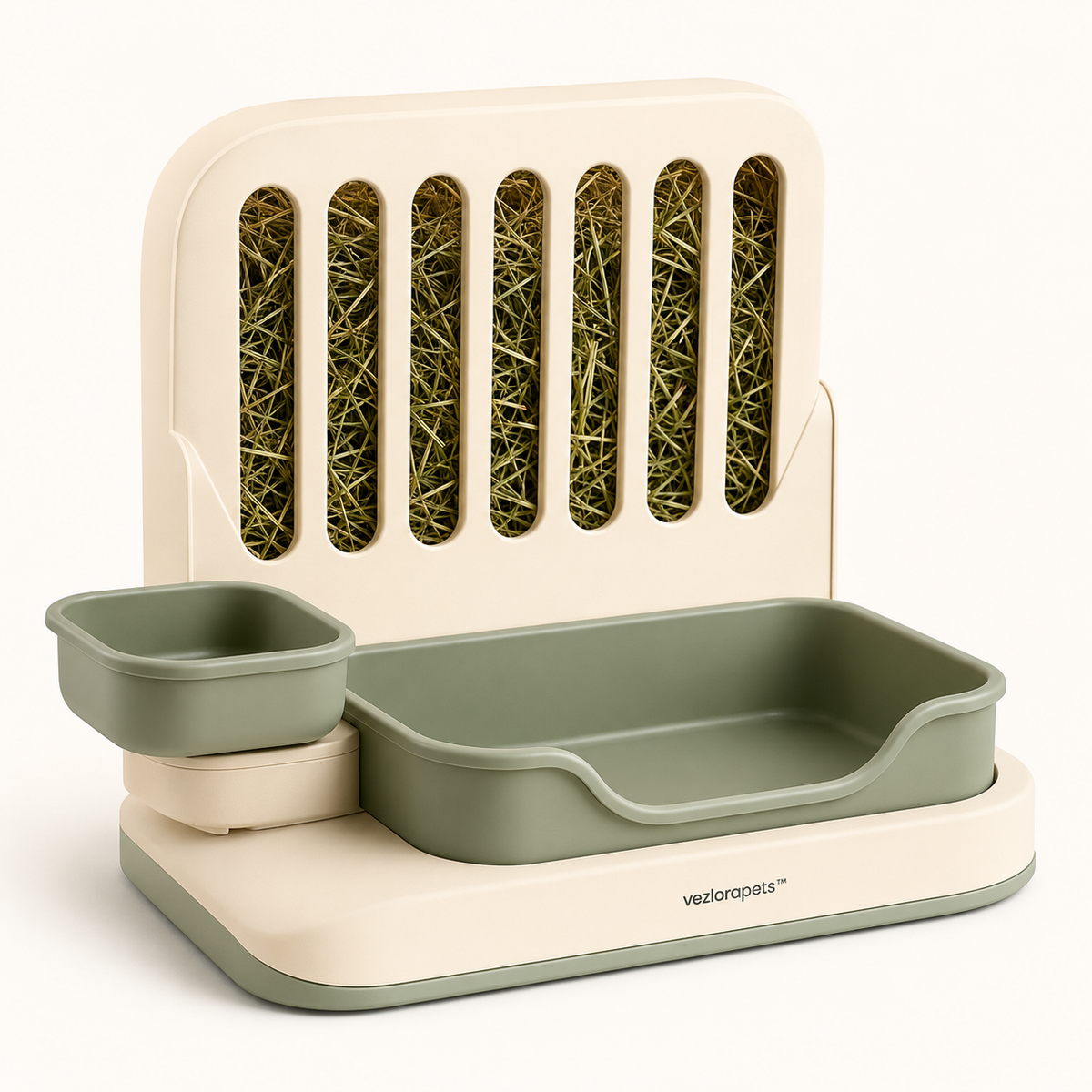 Vezlorapets™ MeadowMate Rabbit Hay & Litter Station — Modular 3-in-1 Feeding Area