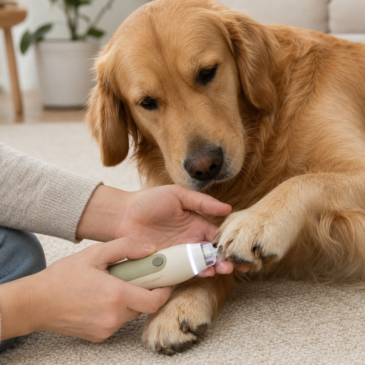 Vezlorapets™ GlowTrim LED Pet Nail Grinder — Cordless Low-Stress Grooming Tool