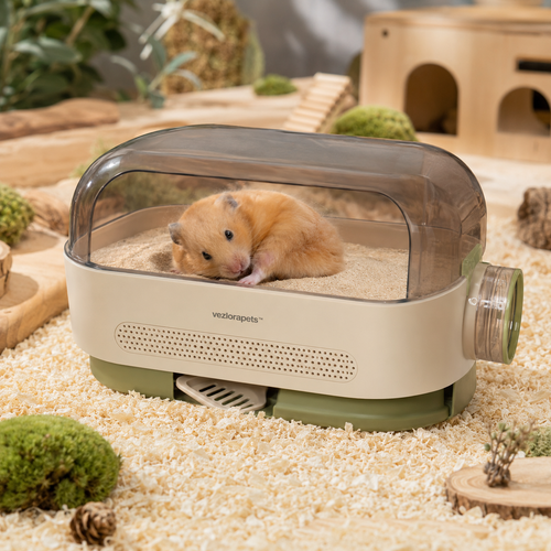 Vezlorapets™ DunePod Hamster Sand Bath — Clear Modular Bathing Chamber